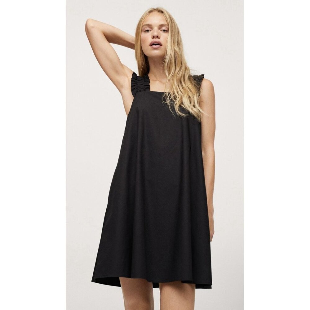 Mango Women’s Sleeveless Black Frill Mini Dress Size 6